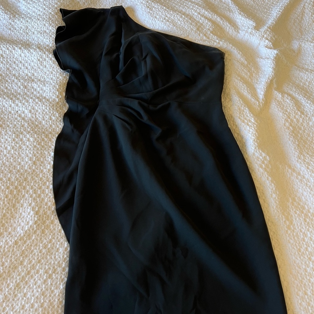 White House Black Market Side Ruffle Black Dress, Size 6